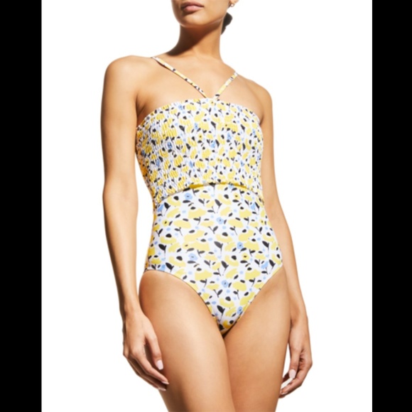NWT $185 Tanya Taylor Kendra Smocked One Piece in Poppy Fields Print - Small! - Picture 1 of 4